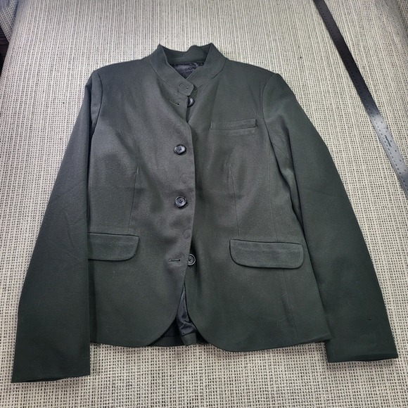 Banana Republic Jackets & Blazers - Banana Republic Blazer Women 12 Green Stand Collar Button Front Wool Blend Coat